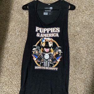 Puppies Make Me Happy Tank Top - size medium